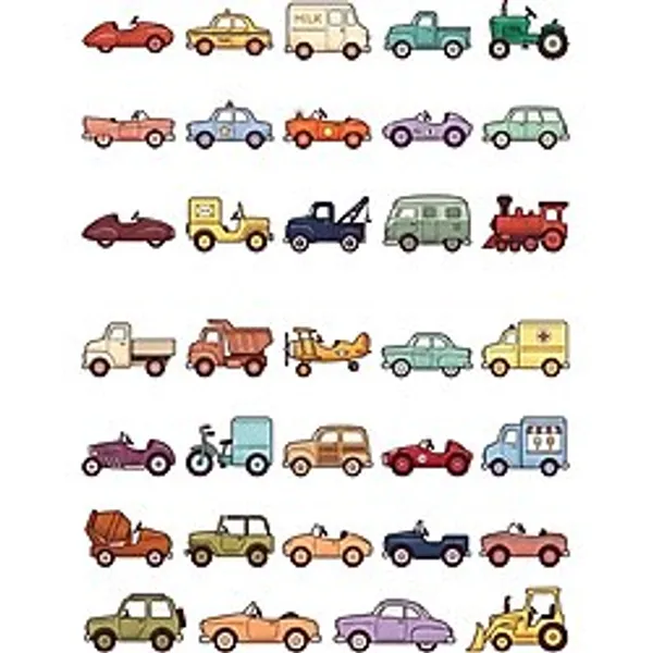 30 Adet Retro Pedallı Araba Sticker Seti - Laptop, Defter, Ajanda