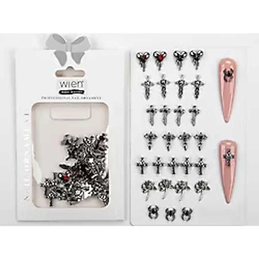 30lu Örümcek ve Haç Gotik Dizayn Metal Tırnak Süsleme Charm Nail Art Charm Taşları WN-501
