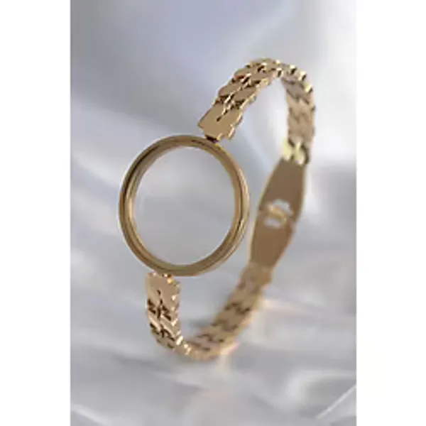 316L Çelik Gold Renk Arpa İşleme Açılabilir Fanus Model Kadın Kelepçe - Tj-Bb5911