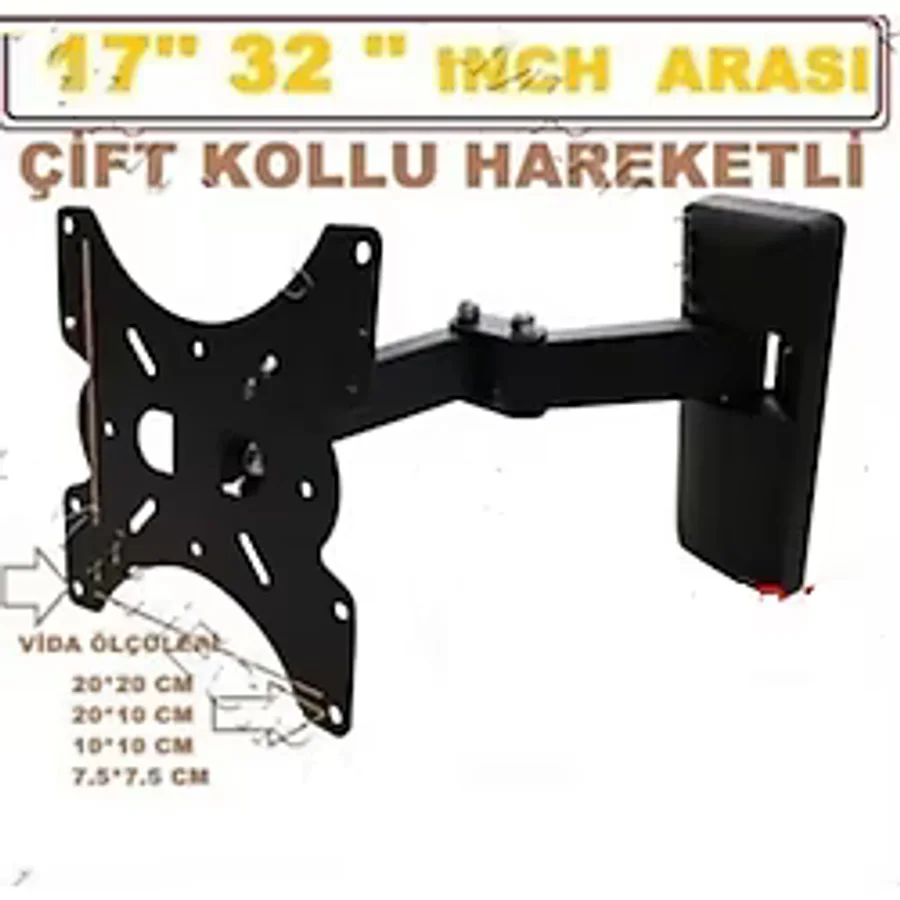 32" İNÇ ÇİFT KOLLU 80 82 EKRAN LCD LED TV HAREKETLİ DUVAR ASKI