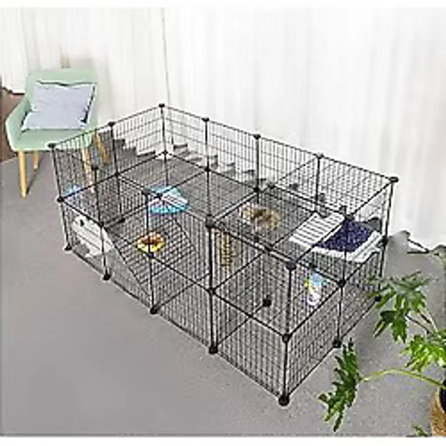 36 Panel Evcil Küçük Hayvan Kedi Köpek Kuş Evi Kafesi Oyun Parkı Portatif Taşınabilir Metal Tel