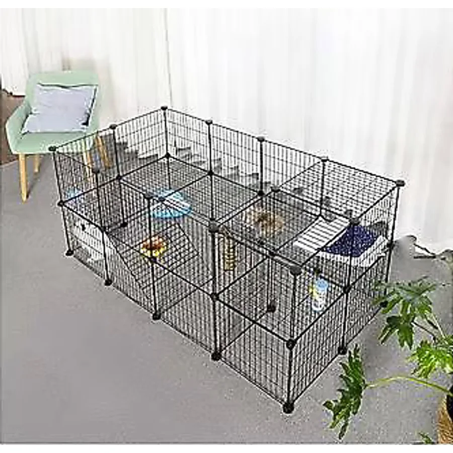 36 Panel Evcil Küçük Hayvan Kedi Köpek Kuş Evi Kafesi Oyun Parkı Portatif Taşınabilir Metal Tel