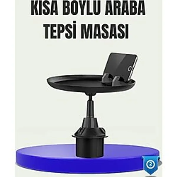 360° Döner Araç Bardaklık Tepsisi Geniş Yemek Alanlı Telefon Standlı