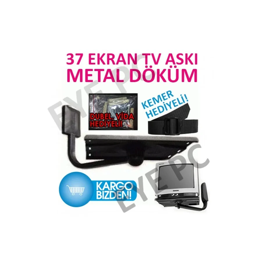 37 EKRAN TÜPLÜ TVLER İÇİN DUVAR ASKI SEHPASI METAL SAĞLAM KEMERLİ