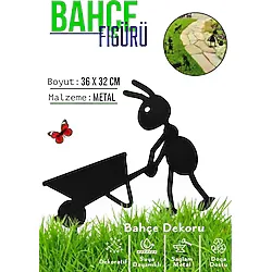 3Art Metal Dekoratif Metal Bahçe Süsü - Bahçe Dekorasyonu Dekor Karınca - Saksı Üstüne Heykel Figürü