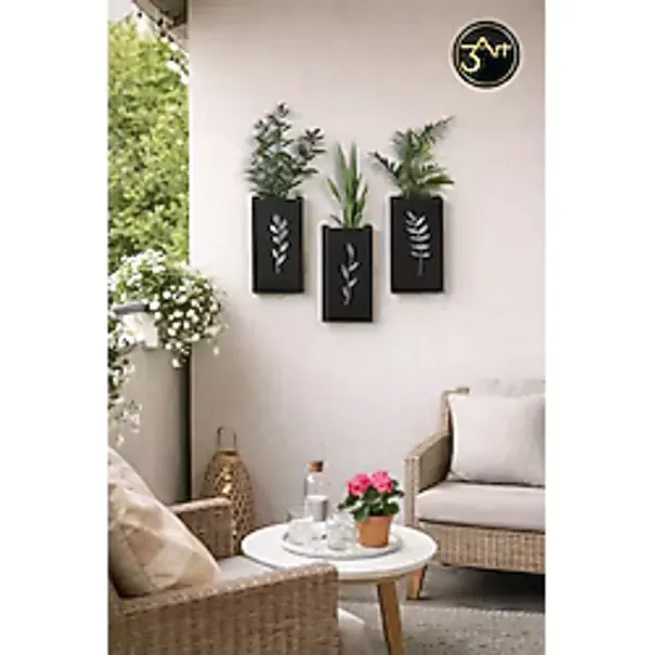3Art Metal Duvar Saksısı - Dekoratif Duvar Çiçekliği Balkon, Bahçe & Salon Duvar Dekoru