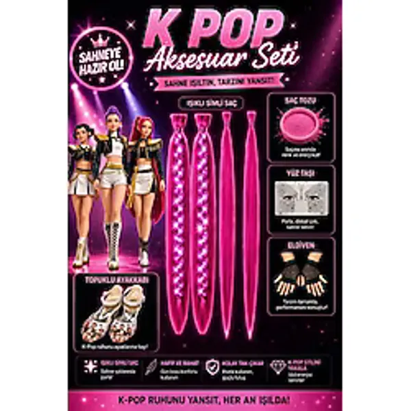 3b Kids Kpop Mira Huntrix Iblis Avcıları Aksesuar Ayakkabılı Set Doğum Günü Parti Kpop Ayakkabı Peruk Işıklı Saç Seti - Çok Renkli - 31