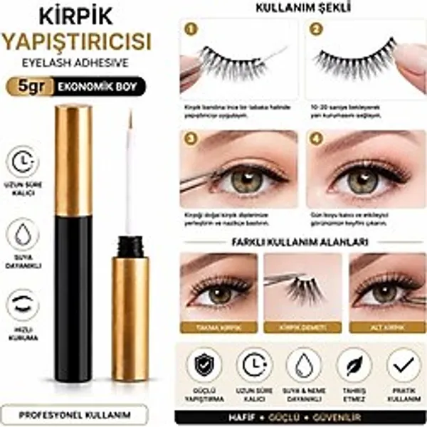 3B Trend Rose 5 Gr Şeffaf Kirpik Yapıştırıcısı - Hassas Fırçalı Waterproof Takma Kirpik Yapıştırıcı