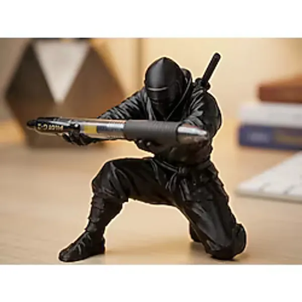 3d Baskı Ninja Figürlü Dekoratif Kalemlik Masaüstü Kalem Tutucu Siyah