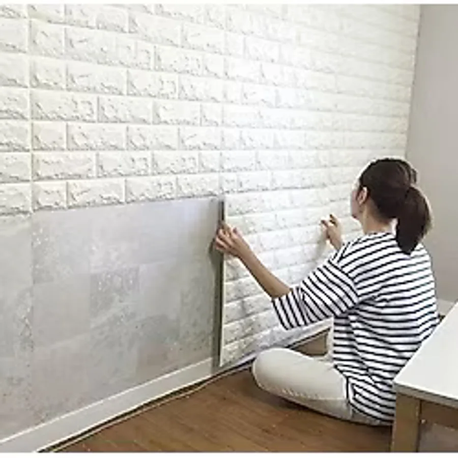 3D Tuğla Desenli Kendinden Yapışkanlı Duvar Paneli 58X38 cm - 58 x 38 cm