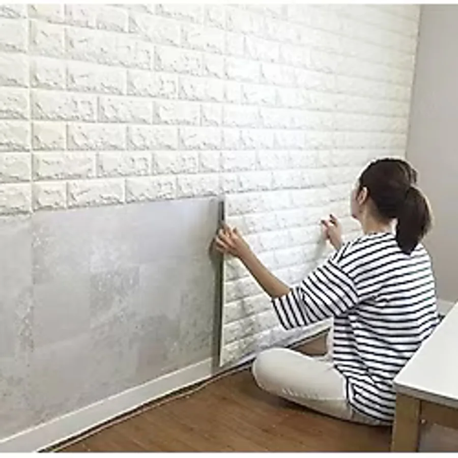 3d Tuğla Desenli Kendinden Yapışkanlı Duvar Paneli 58x38 Cm Çok Renkli