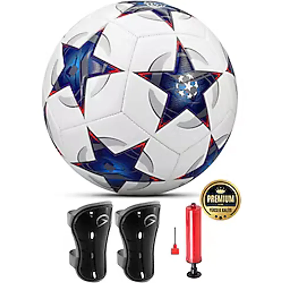 3lü Set Futbol Topu Tekmelik Şampiyonlar Ligi Pompalı Sert Zemin Halı Saha Futbol Topu Mavi No:5