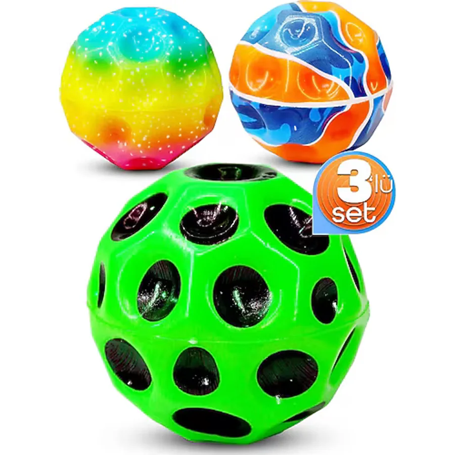 3Lü Yükseğe Zıplayan Top Moonball Galaksi Uzay Ay Topu Aşırı Zıplayan Moonball Bahçe Oyuncağı