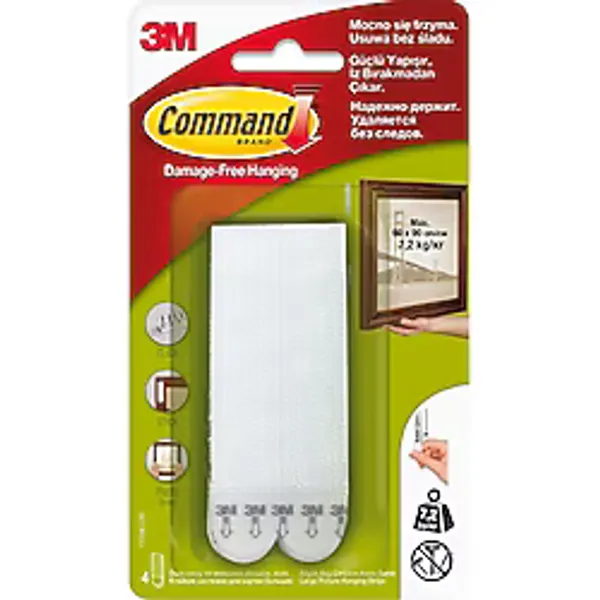 3M Command 17206 Büyük Boy Cırt Cırt Bant 4 Çift Tüm Yüzeylerde İz Bırakmadan Kullanım