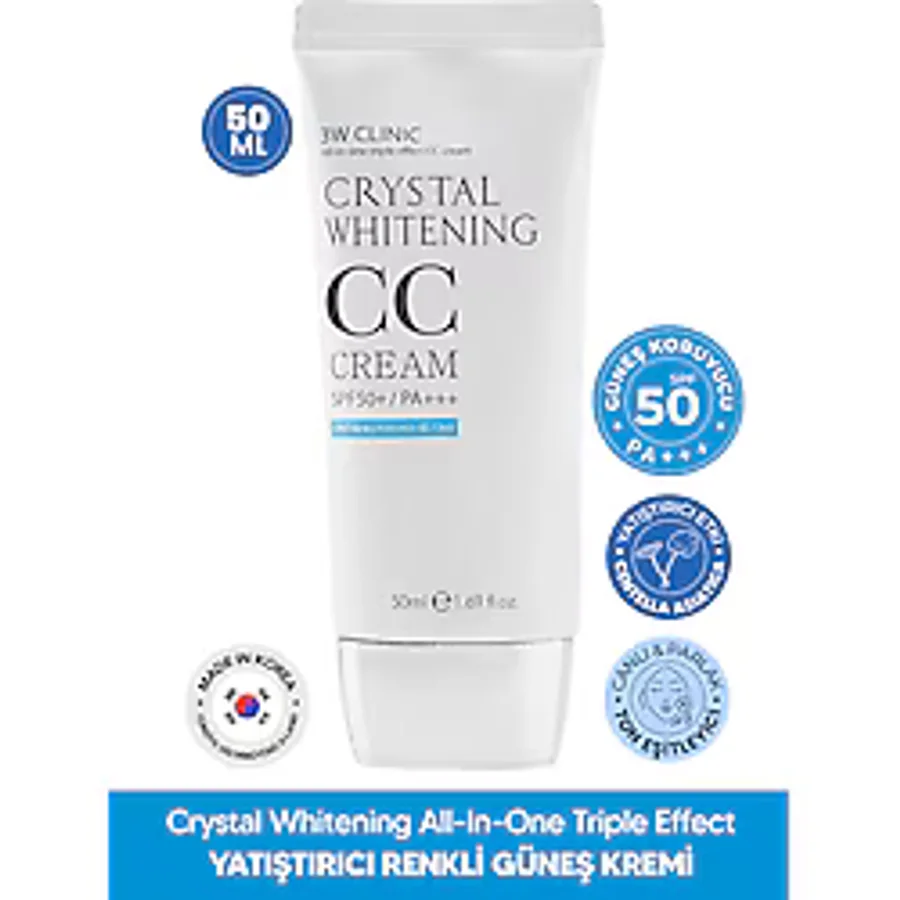3W CLINIC Ton Eşitleyici Naturel Bej CC Krem 3W CLINIC Crystal Whitening CC Cream 50gr