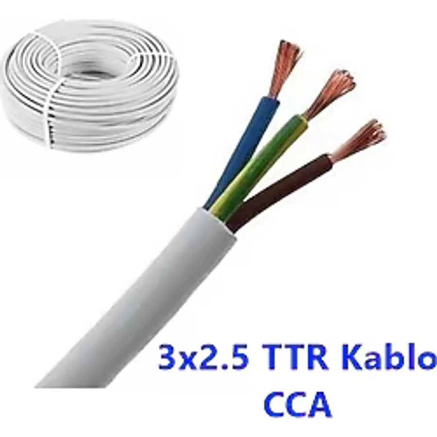 3X2.5 Cca Ttr Kablo Çok Telli Metre Seçenekli Tam Kesit Kablo