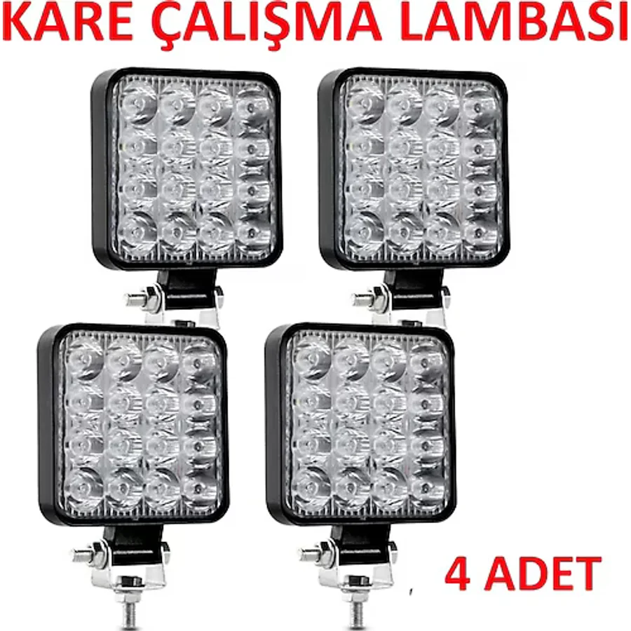 4 Adet 11x11 16 Led Kare Off Road Traktör Tir Kamyon Sis Fari Sis Lambasi Çalisma Lambasi Projektör