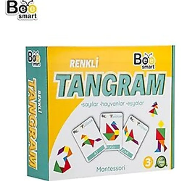 4 ADET Bee Smart Ahşap Renkli Tangram Oyunu