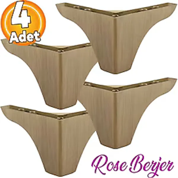 (4 Adet) Bellona Rose 9.5 Cm Açık Kahverengi Mobilya Kanepe Koltuk Koltuk Ayağı Ayakları