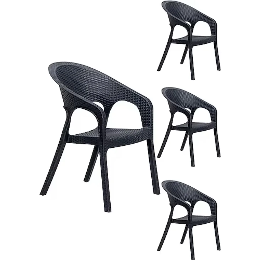 4 Adet Garden Antrasit Sandalye / Balkon-Bahçe-Teras