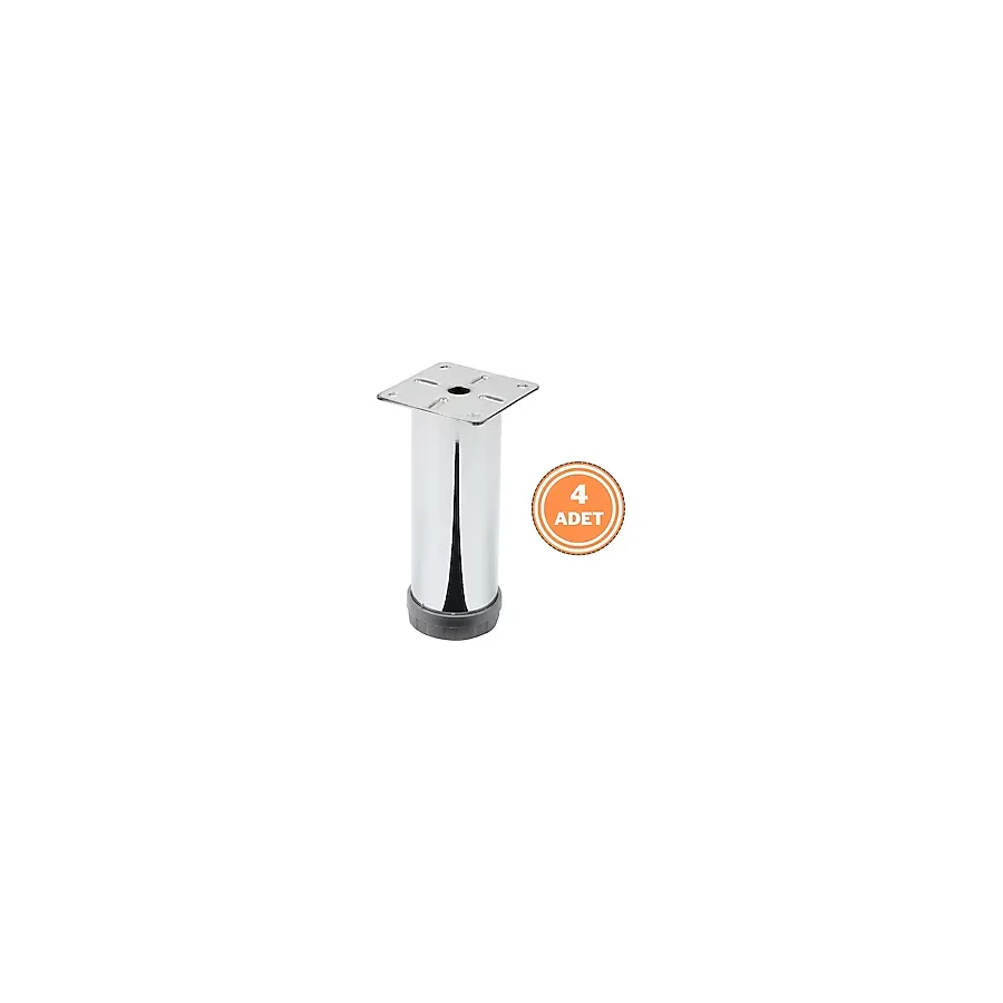4 Adet Mobilya Ayağı Metal 12 cm Alttan Ayarlı 42 mm Krom Ayak