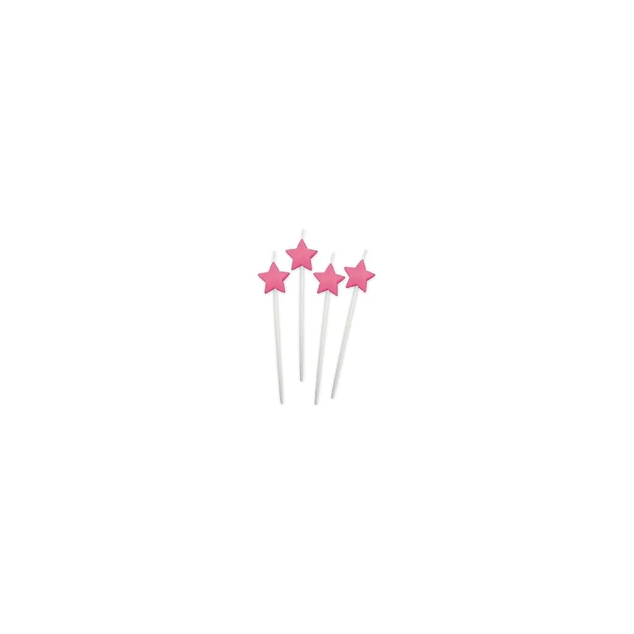 4 ADET PEMBE YILDIZ PASTA MUMU PEMBE YILDIZ DOĞUM GÜNÜ PASTA MUMU PEMBE PASTA MUMU PEMBE YILDIZ MUM PİNK CANDLE