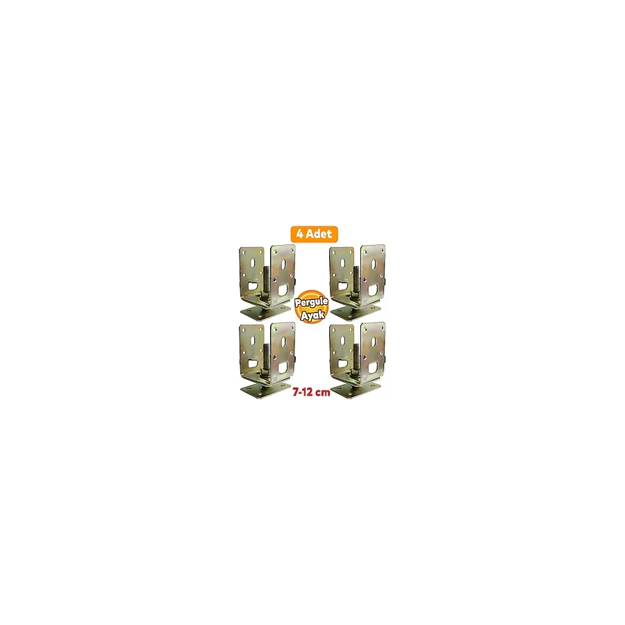 4 Adet Pergule Pergola Ayak Ayarlanabilir 7-12 Cm Arası Sundurma Kamelya Çardak Ahşap Profil Metal