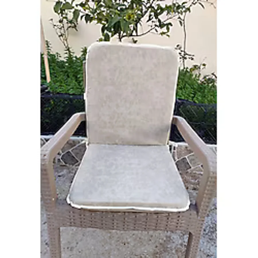 4 Adet Rattan Arkalıklı Sandalye Minderi (Kalınlık 4cm)-Primer Bej