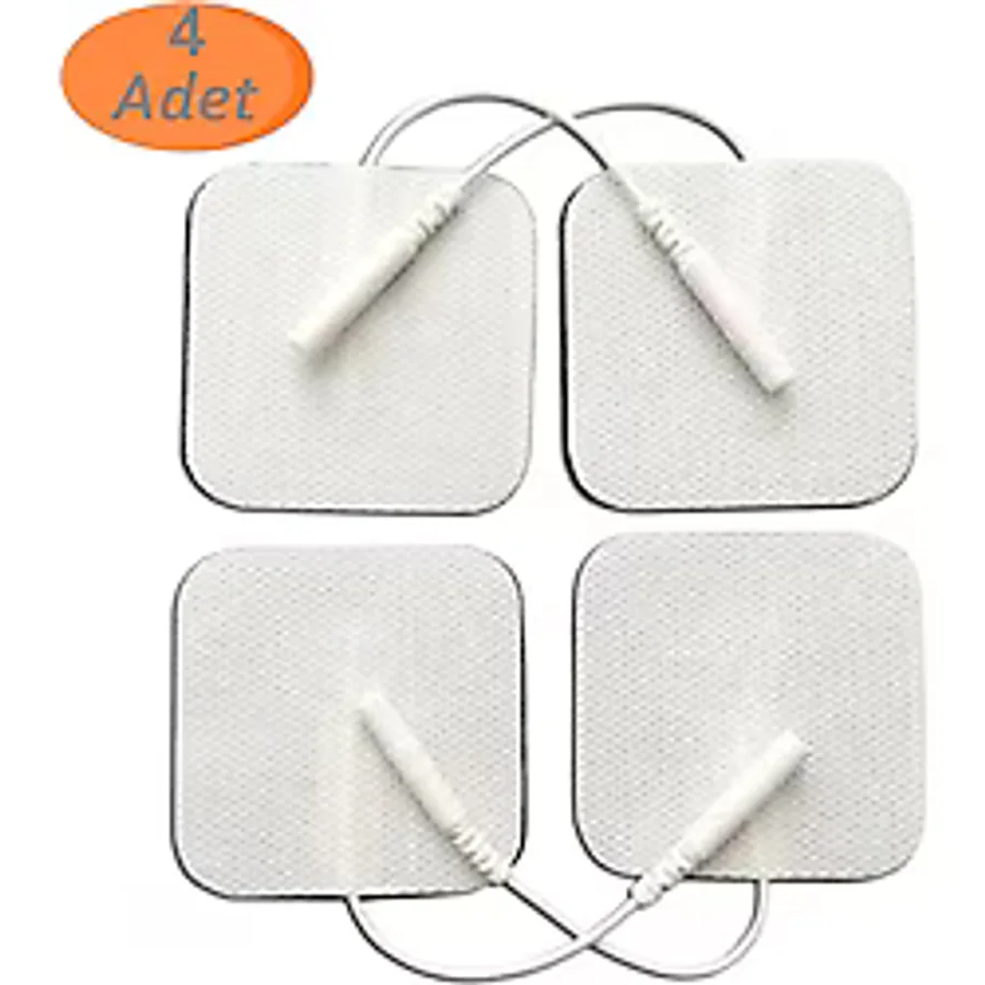 4 ADET Yeni Kablolu soketli Tens Pedi Tens Elektrodu (5x5cm Kare) Tens Peti Geçmeli Tens Pedi