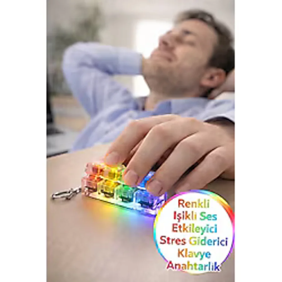 4 Düğmeli Renkli Işıklı Tıklama Klavye Sesli Anahtarlık Stres Giderici Fidget Mekanik Tuş Hissi