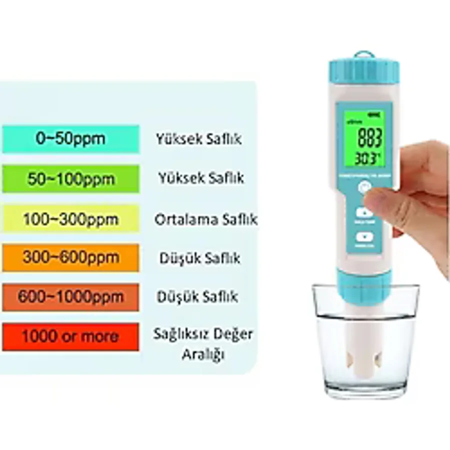 4 In 1 Kalem Tipi Ph Ec Tds Sıcaklık Ölçer Led Ekranlı Su Kalite Test Ölçüm Cihazı A88