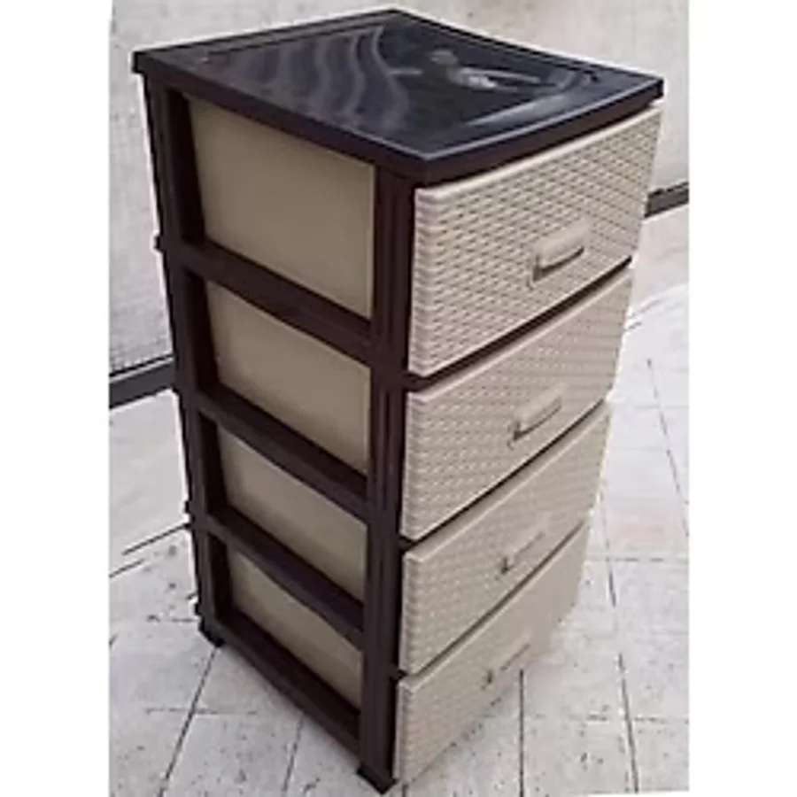 4 Katlı Hasır Sebzelik Dolap Makaralı Çekmece Tekerli BüyükBoy Plastik Komidin 90cm Demonte Şifonyer
