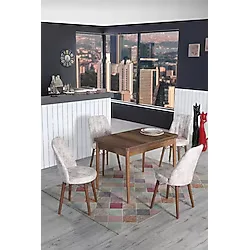 4 Kişilik Sabit Masa Sandalye Takımı 70X110 Cm Mutfak Masası Takımı Yemek Masası Masa Takımı