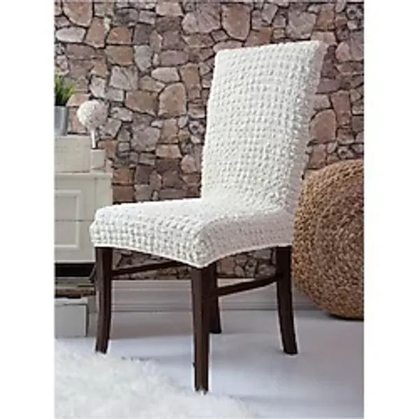 4'lü Bürümcük Lastikli Sandalye Örtüsü Standart - 35 x 55 cm - Beyaz