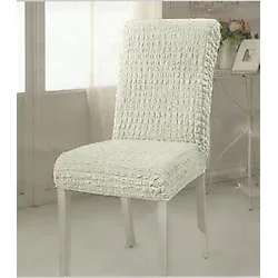 4'lü Bürümcük Lastikli Sandalye Örtüsü Standart - 35 x 55 cm - Krem