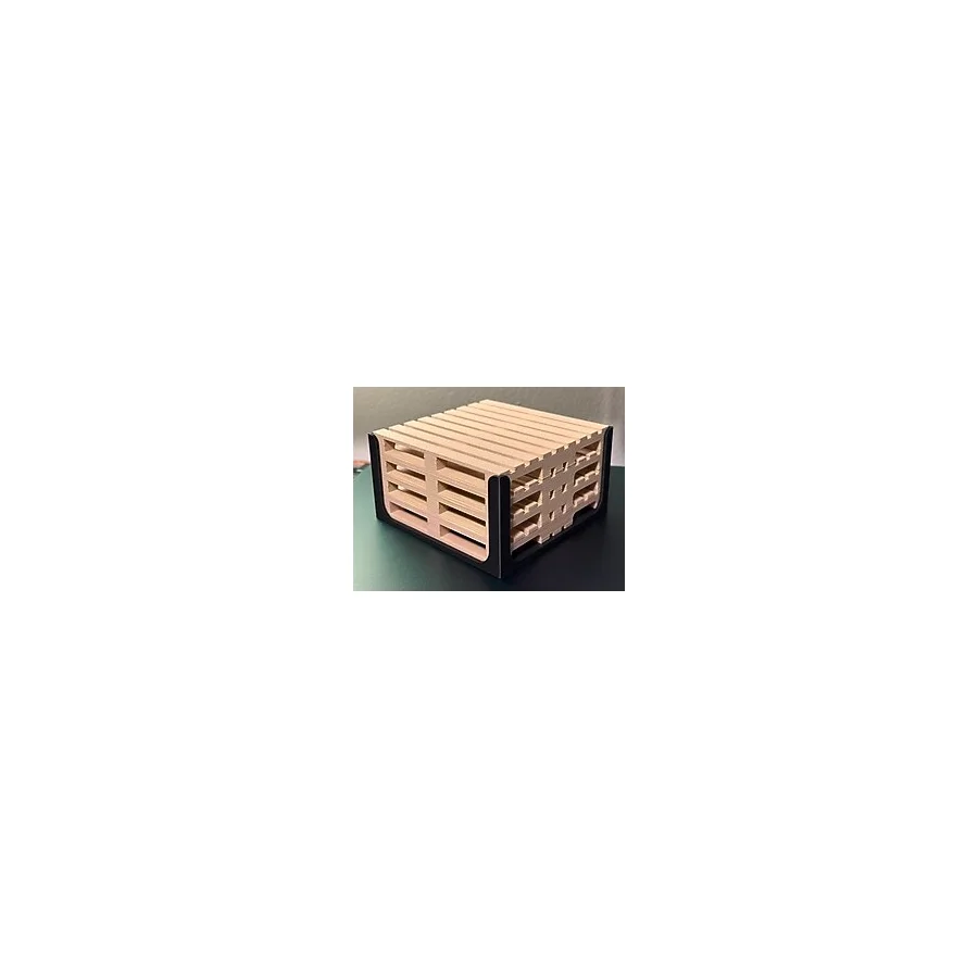 4'lü Mini Lojistik Palet Bardak Altlığı Seti ve Standı (10X10 Cm) - Siyah