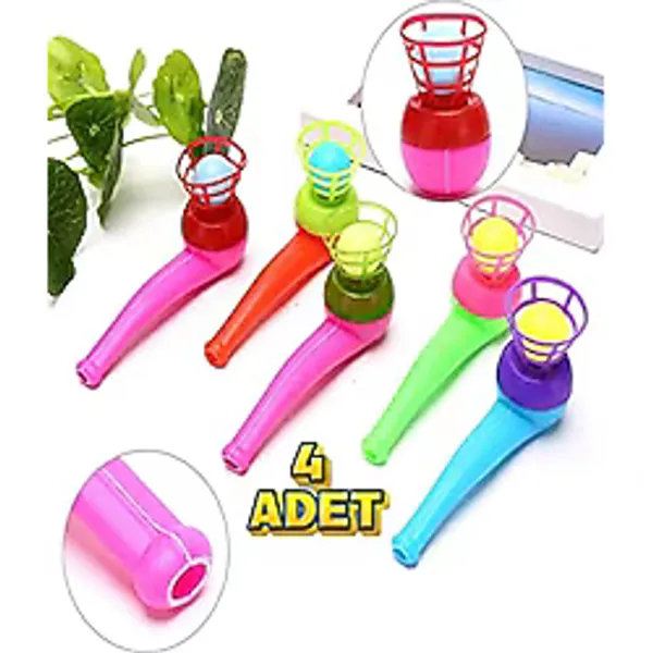 4'lü Set Oyuncak Saksafon Popit Pipet Top Üfleme Oyunu yağmurella4