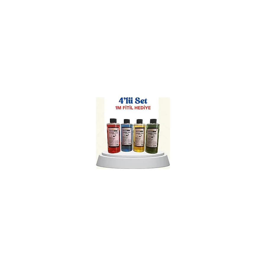 4'lü Set Sarı Kırmızı Mavi Yeşil Kandil Yağı Kokusuz Dumansız Iç Mekan Gaz Lambası Yakıtı 250 ml - Seçenek 1