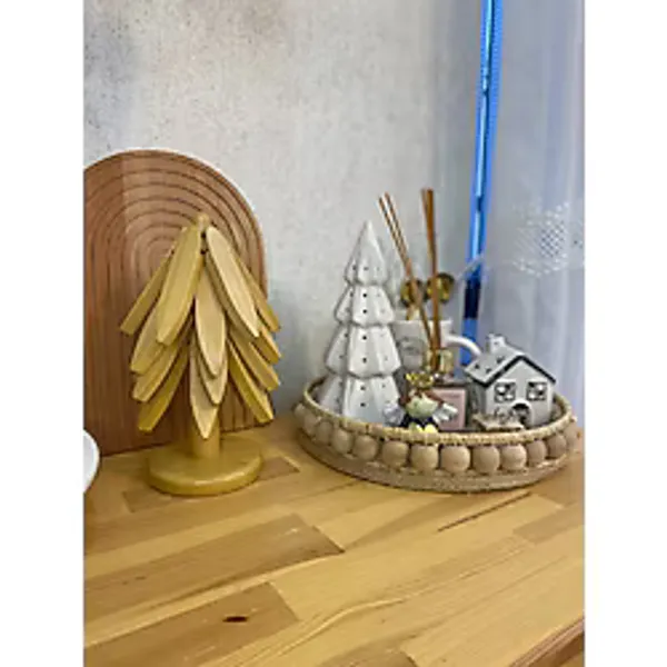 4'lü Standlı Ahşap Nihale - Bambu Nihale - Pratik Katlanır Nihale - Bambu Bardak Altlığı