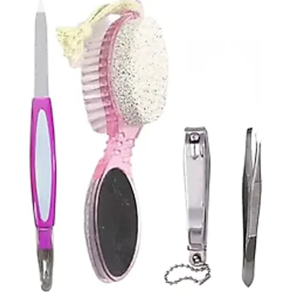 4 Parça Manikür Pedikür Set -Tırnak Törpüsü Tırnak Makası Cımbız + 4in1 Topuk Rende-Fırça-törpü Seti