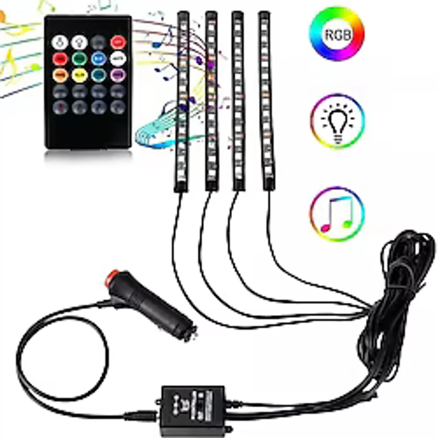 4 Parcali Uzaktan Kumandali Ayak Alti Aydinlatma 12 Led Cok Renkli Muzikli Araba Ledi