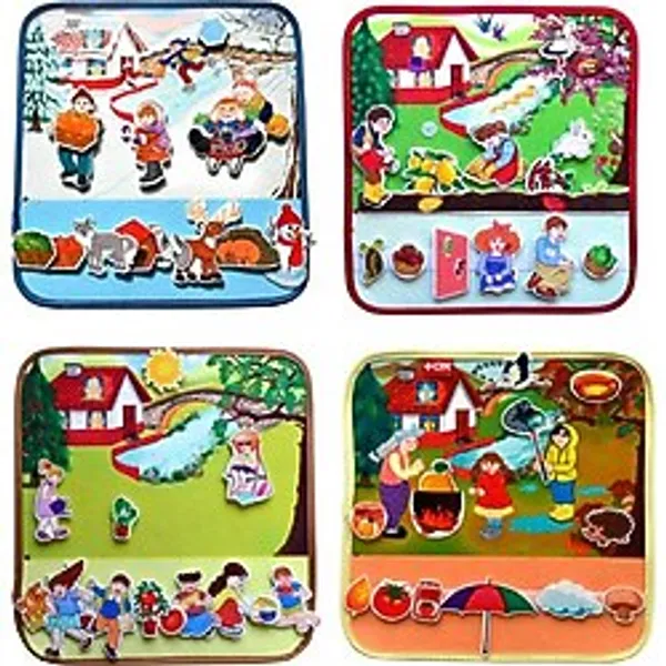 4 Set - 50 Parça Dört Mevsim Keçe Cırtlı Aktivite Sayfası