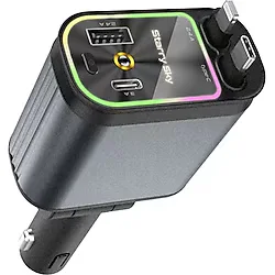 4'ü 1 arada Çift USB Bağlantı Çakmaklık, Type-C Hızlı Şarjlı 66W,Geri Çekilebilir Araç Telefon Şarj Cihazı