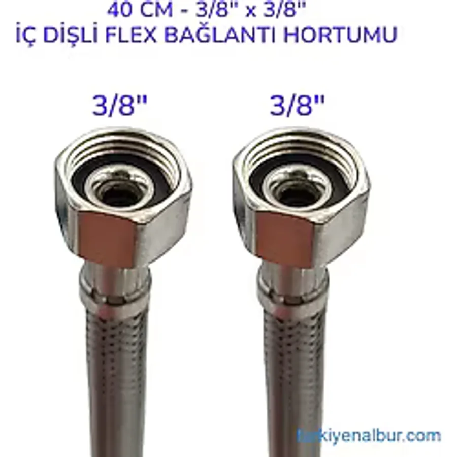 40 cm Paslanmaz Flex Hortum - 3/8 x 3/8 Taharet Musluğu Klozet Bağlantı Hortumu (RM-9404)