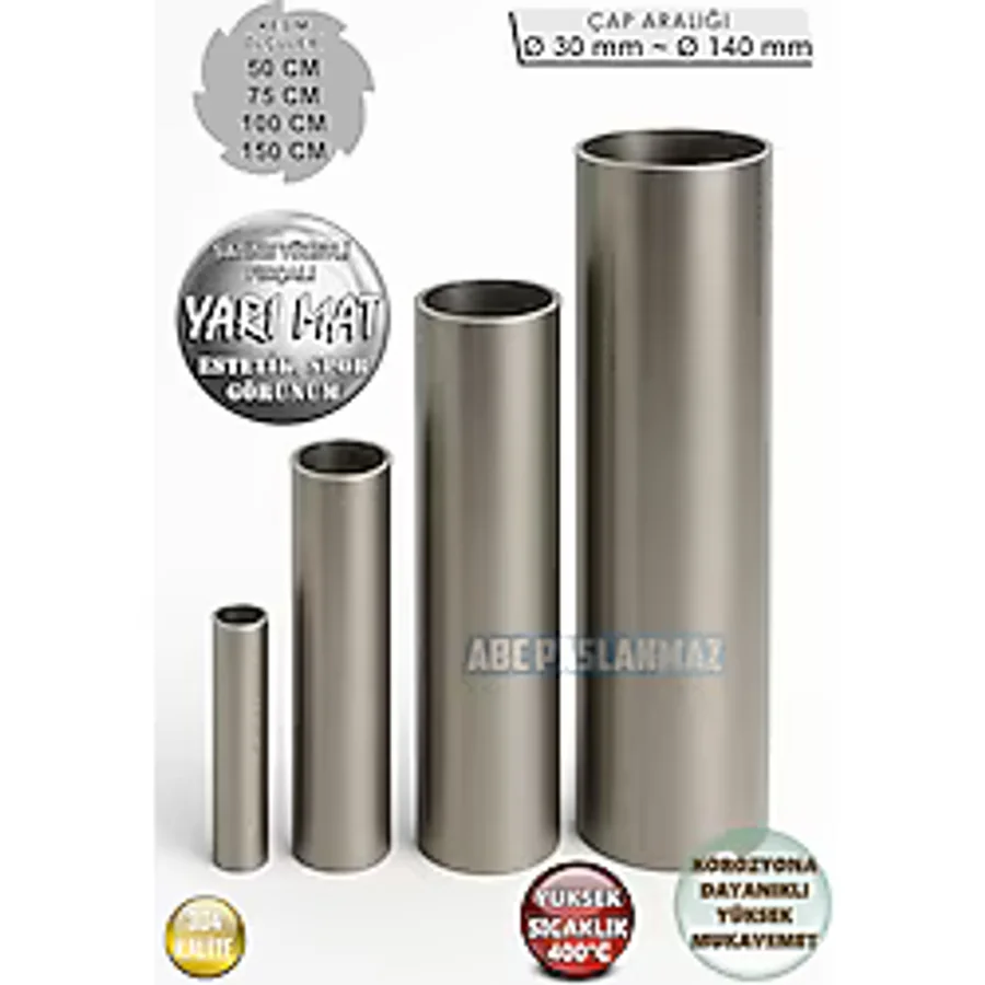 48mm Egzoz Ara Boru Boy150cm Krom Ekzoz Çıkış Borusu Kalınlık 2mm