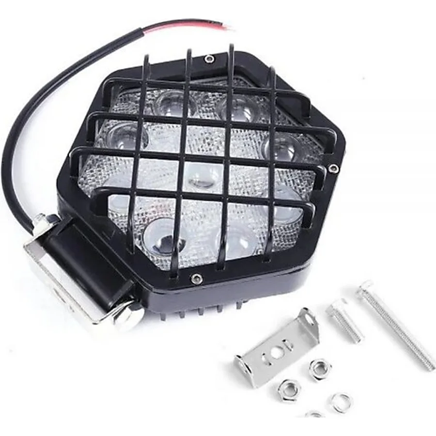 48w Altıgen Kafesli Siyah 16 LED Off Road Tekne Çalışma Lambası