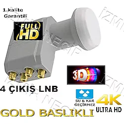 4k 3d Lnb 4 LÜ QUAD 4 ÇIKIŞLI LNB FULL HD 3D 4K GOLD Full Hd