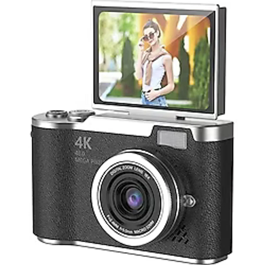 4K Dijital Retro Video Kamera 48Mp 18X Zoom Flaşlı (32Gb) Kart Dijital Vlog Fotoğraf Makinesi Türkçe
