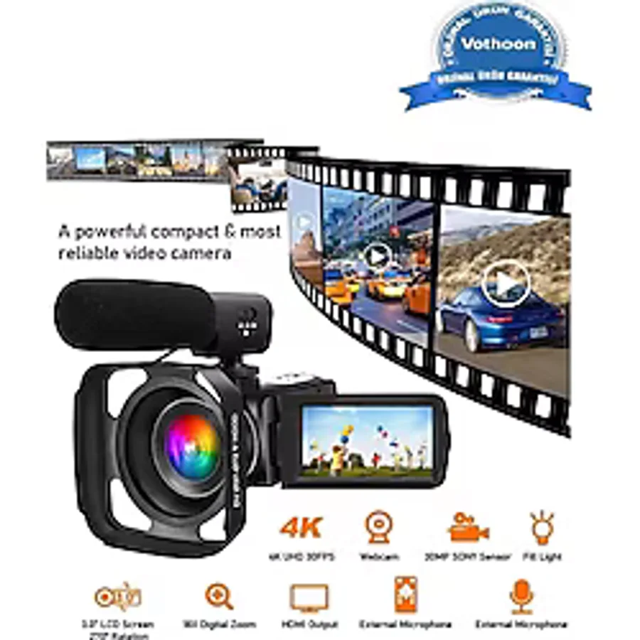 4k Vlog Dijital Video Kamera Wifi 48mp 16x Kaydedici Fotoğrafçılık 3.0''ıps Dokunmatik Ekran Mikrofo