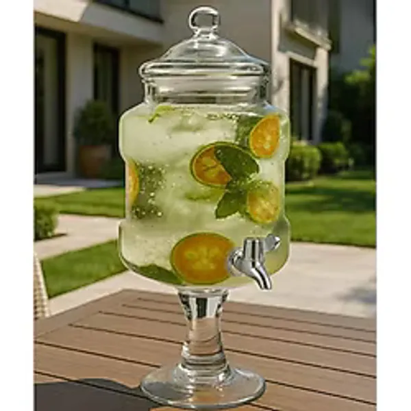 5.5 Litre Ayaklı Cam Sebil - Musluklu İçecek Dispenseri Limonata, Detoks, Aromalı Su Sunumluk